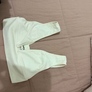 Garage White Ribbed Crop Top